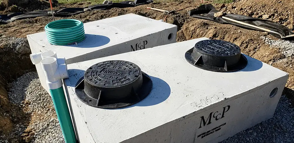 Grease trap installation unit set in place for drainage protection in Marietta, GA