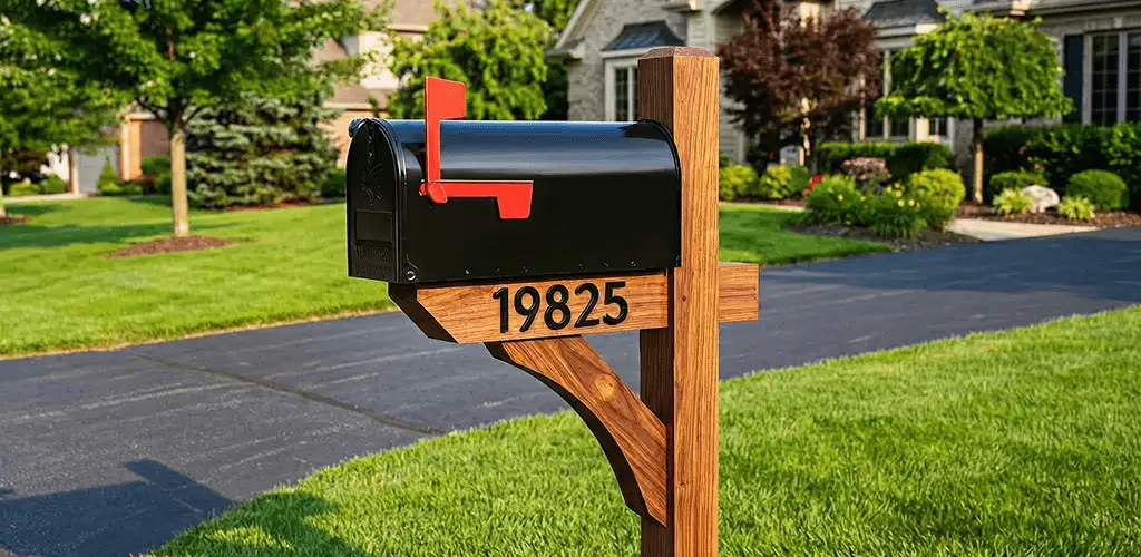 New mailbox installation with post and address number for a home in Marietta, GA