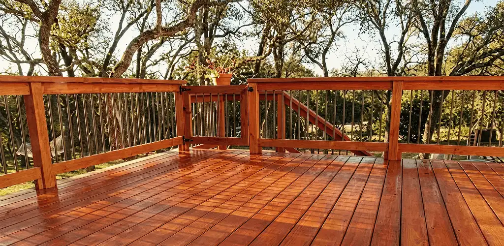 Deck sealing results with a freshly sealed wood deck in Marietta, GA